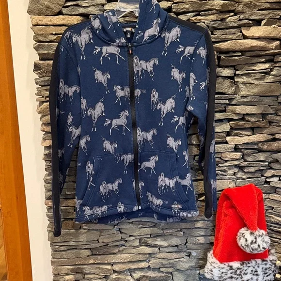 Kerrits Blue Horse Pattern Hoodie - Picture 1 of 9